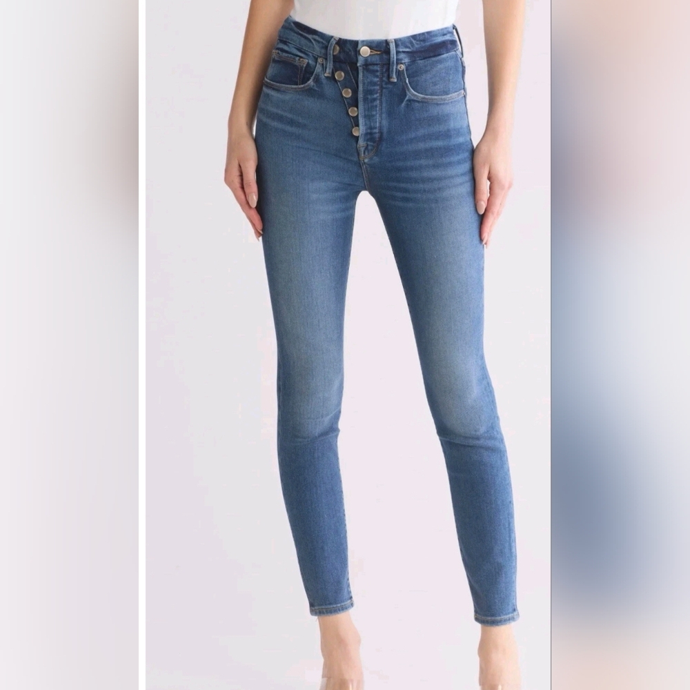 Good American Asymmetrical Exposed Button Jeans SIZE 2/26